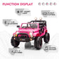 2-Seater Ride On Truck And Car Cover, 12V7Ah Children'S Electric Car W/Parental Remote Control, Music, Led Lights, Spring Suspension, Pink