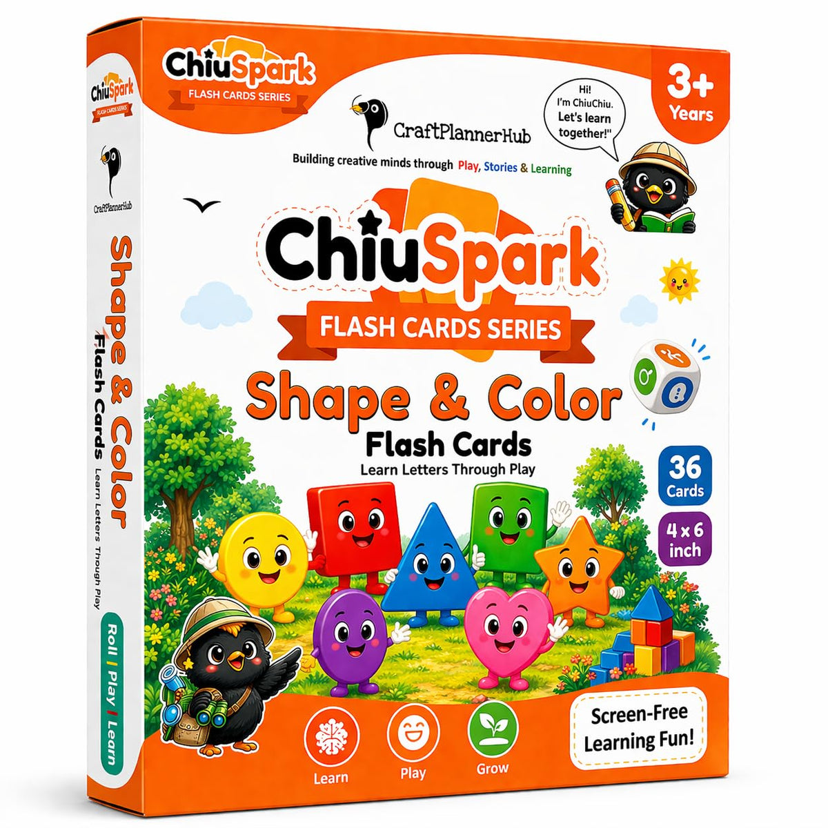 Craftplannerhub Chiuspark Shapes & Colors Flash Card Learning Game For Kids | 36 Interactive Cards | Fun Parent Child Learning A