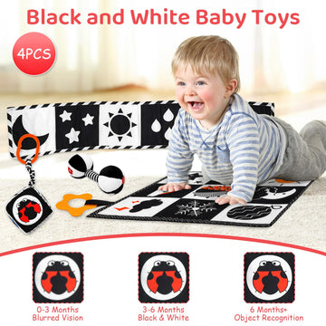 Black And White High Contrast Baby Toys For Newborn, Newborn Toys Montessori Toys For Babies 0-6 Months Tummy Time Toys, Infant