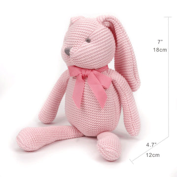 Fluffyfun Organic Baby Toys Pink Bunny Rabbit Stuffed Animal 7.1''