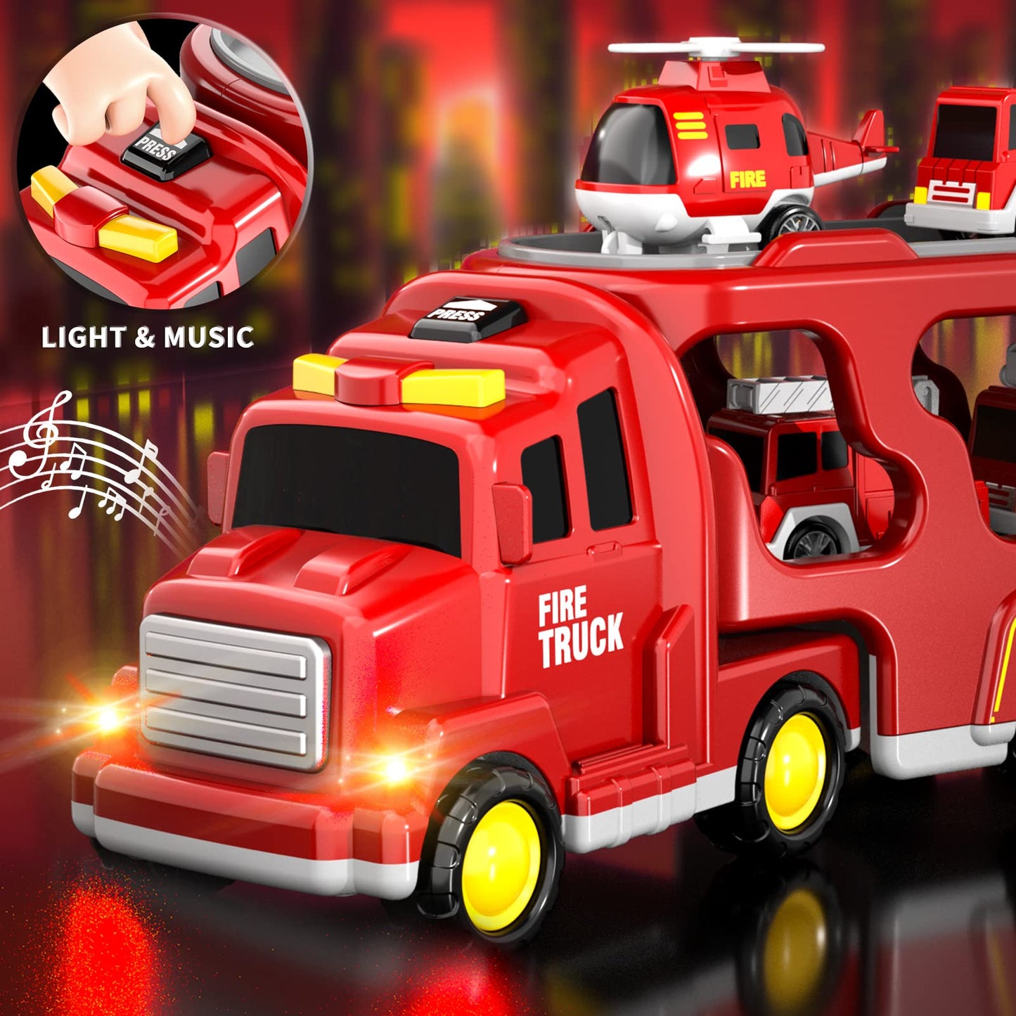 Bennol Toddler Trucks Toys For Boys Age 1-3 3-5, 5 In 1 Fire Car Truck For Girls 1 2 3 4 5 6 Years Old, Christmas Birthday Gift