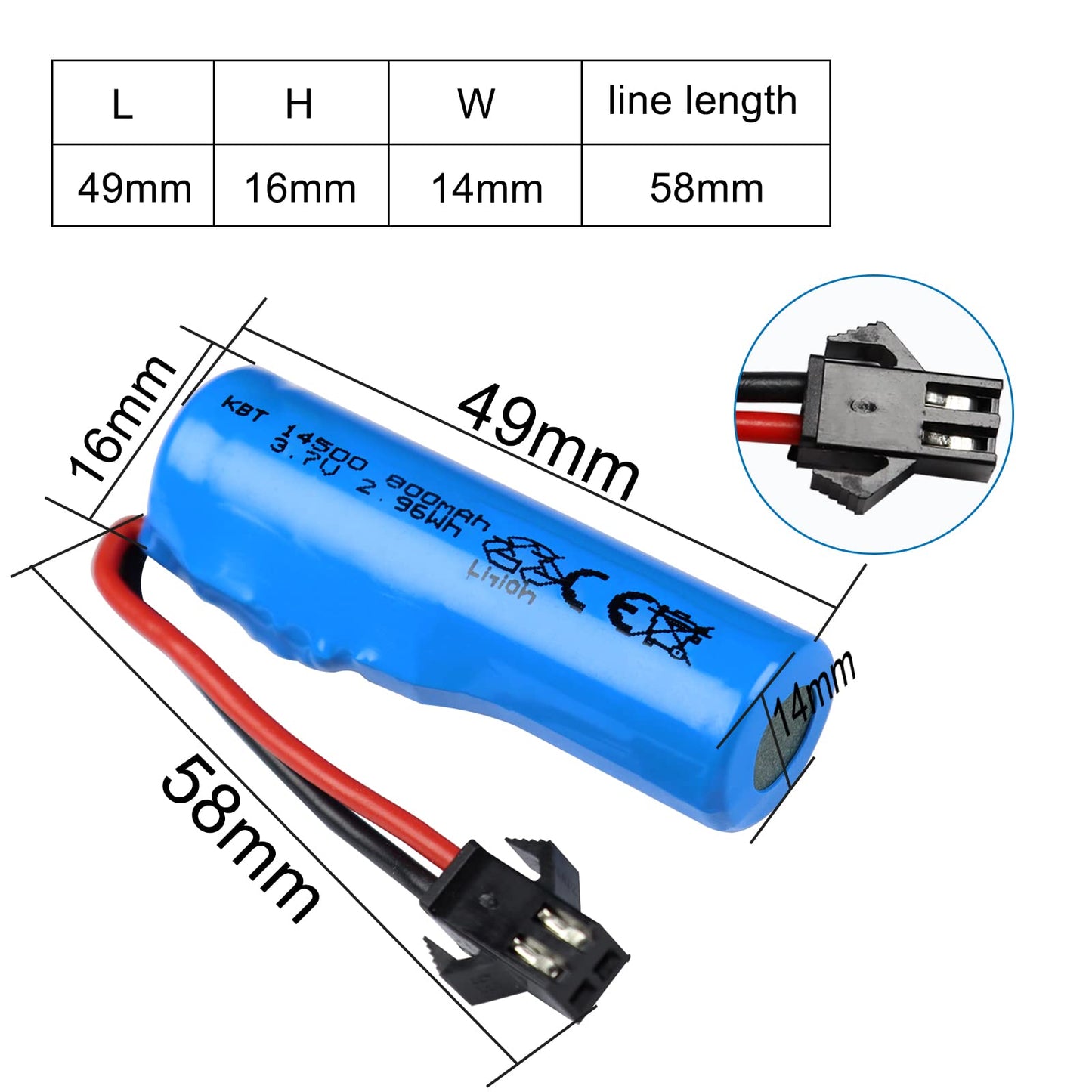 KBT RC Car Lithium Battery: 7.4V 1500mAh Rechargeable Li-ion Battery, 15C High Drain Discharge Batteries for RC Cars, Boat Spare