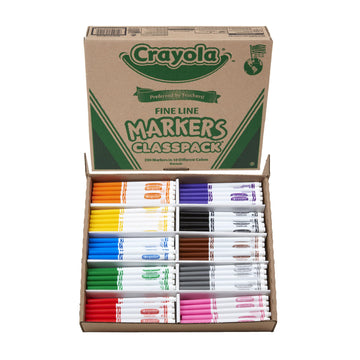 Crayola Fine Line Markers Classpack (200Ct), Markers For Kids, Teacher Classroom Must Have, Back To School, Bulk Markers For School