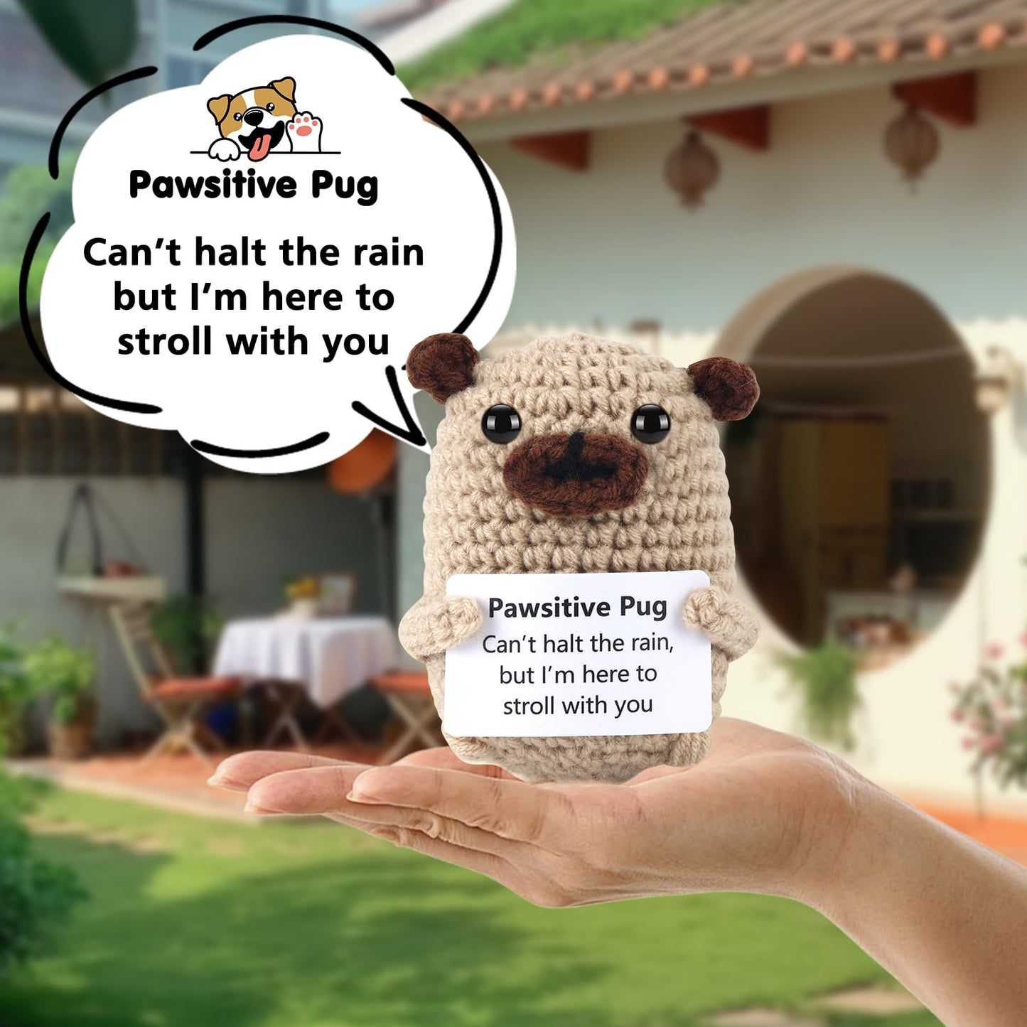 Funny Gifts Women Positive Emotional Support Crochet Valentine Plush Nuggets Partner Cute Birthday Gift Mini Positive Pug Farewe
