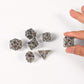 Ancient Deer 7pcs Metal Dice Set - Silver Dragon Pattern for D&D, RPG, MTG, Pathfinder, Tabletop Games