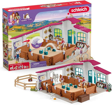 Schleich Horse Club Peppertree Riding Arena 179-Piece Horse Playset With Riding Arena Stable Set, 2 Horses, 3 Horse Rider Figurines And Horse Toys For Girls & Boys Ages 5+, 42639