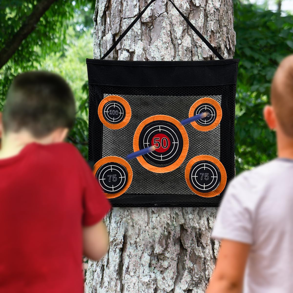 Shooting Practice Target Toy Storage Mesh Bag Compatible With Nerf Darts, Portable & Foldable Dart Zone For Kids Boys Girls 6+