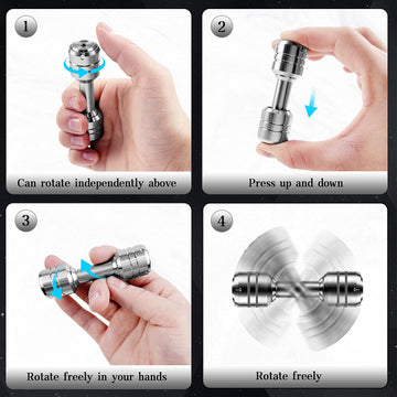 Fidget Toys Fingertip Dumbbell For Adults, 2 In 1 Edc Metal Fidget Spinners, Fidget Spinner For Anxiety Relief Autism Therapy, A