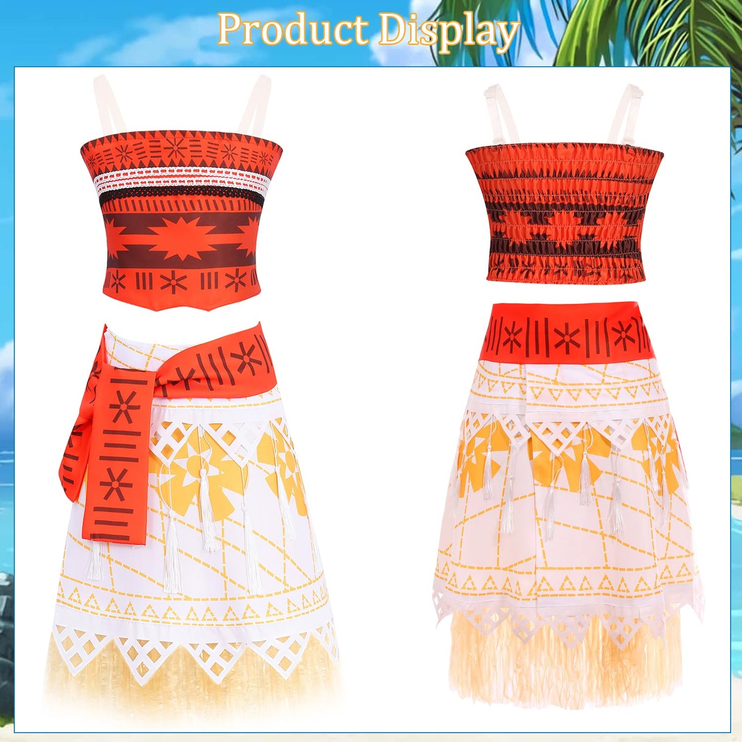 Raaibb Kids Halloween Costume Set For Ocean Princess Costume Girls Kids Princess Dress Up Birthday Party Outfits Dress For Hawai