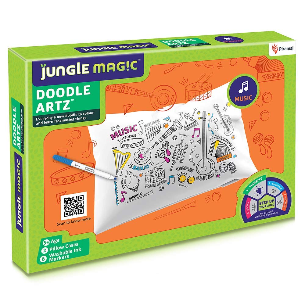 Jungle Magic Doodle Artz Music, White, Cotton