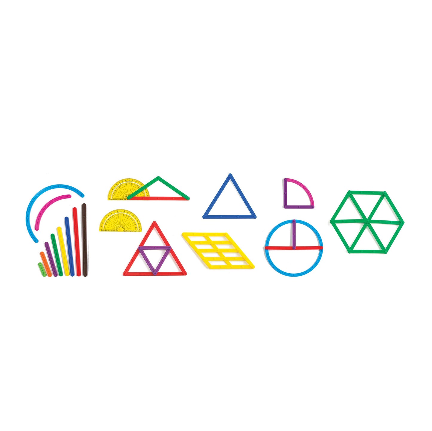 edxeducation GeoStix Deluxe Set - 100 Flexible Construction Sticks, 2 Protractors, Activity Cards, Multi, 2.3L" x 9.2W", Model