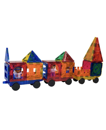 Mag-Genius Magnet Tiles Car Set Magnet Car Truck Train Magnet Building Tile Magnet Toy Add On, Red/Blue, 2 Piece