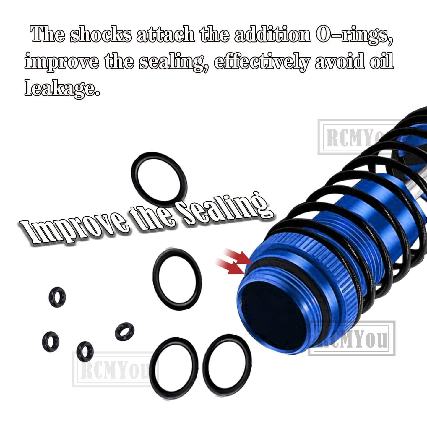RCM-You RC Upgrade: Drive Shaft CVD Axles & Alloy Big Bore RC Shock Absorber Set for Slash, Rustler, Stampede, Hoss 4x4 VXL, Red