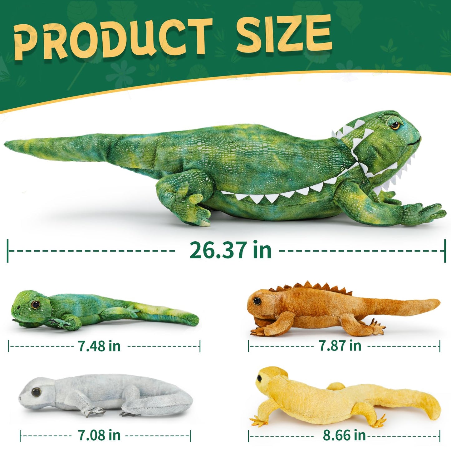 Tezituor 5 Pieces Realistic Stuffed Lizard Set With Babies,26.4 Inch Large Plush Bearded Dragon Animal Toy Gifts For Boys