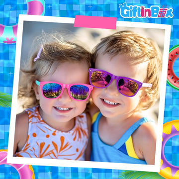 Giftinbox 24Pack Kids Sunglasses Bulk,Kids Sunglasses Party Favor?Neon Sunglasses For Kids Boys Girls Age 3-8,Valentines Day Gifts For Kids, Birthday Party ,Beach, Pool Party Favors