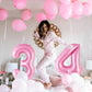 Pink Number 4 Balloon 40 Inch, Big Large Foil Helium Number Balloons, Jumbo Giant Mylar Number 4 Balloons For 4 Year Old Birthda