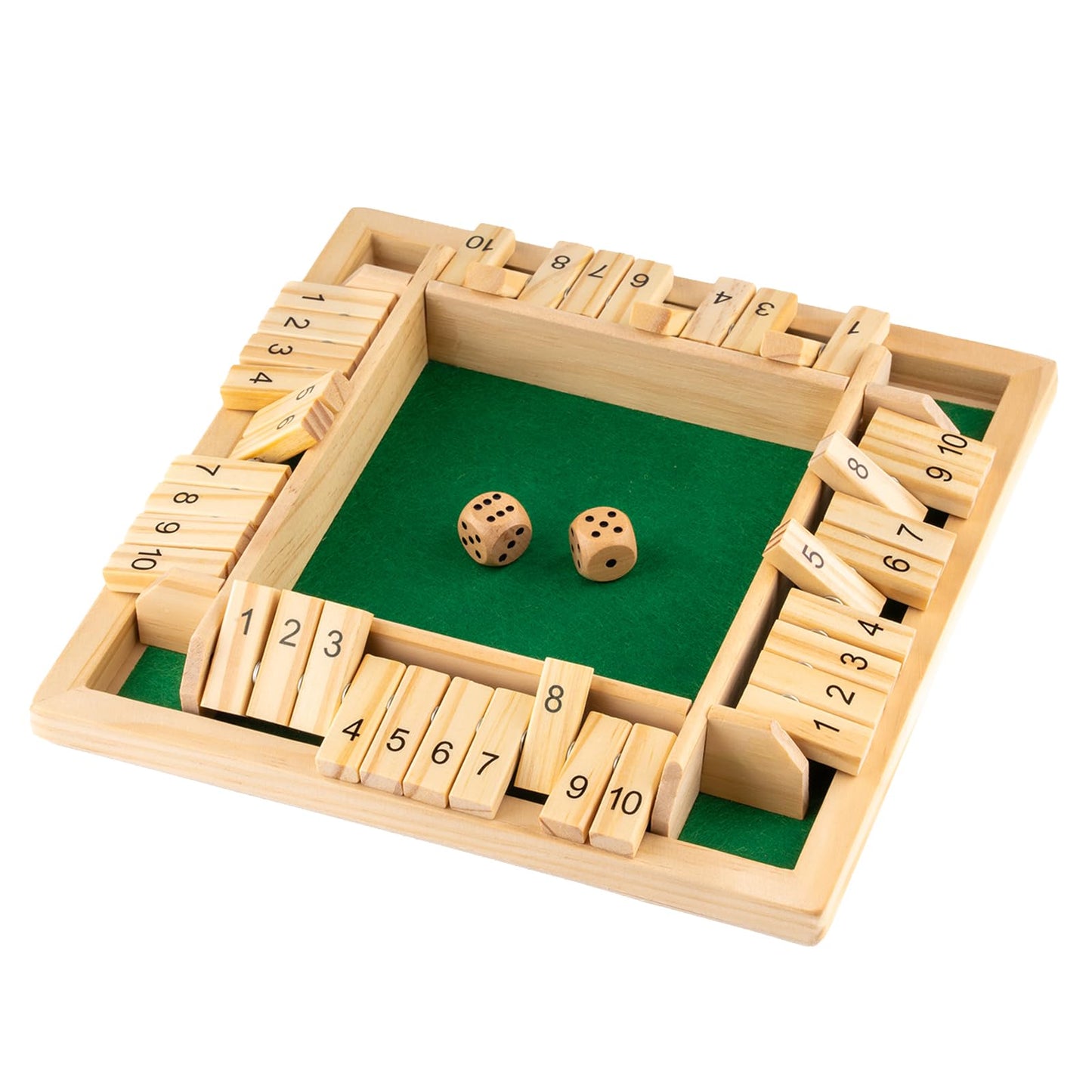 Thurigai Shut The Box Wooden Dice Game | 4-Player Classic Math Board Game For Kids & Adults | Educational Tabletop Number Game W