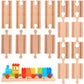 16 Pcs Straight Wooden Tracks Expansion Wood Train Track Connectors and Adapters Male Male Female Female Train Track Accessories