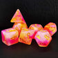 Bescon Magical Stone Dice Set Series, 7pcs Polyhedral RPG Dice Set RoseQuartz, Brick Box Packing