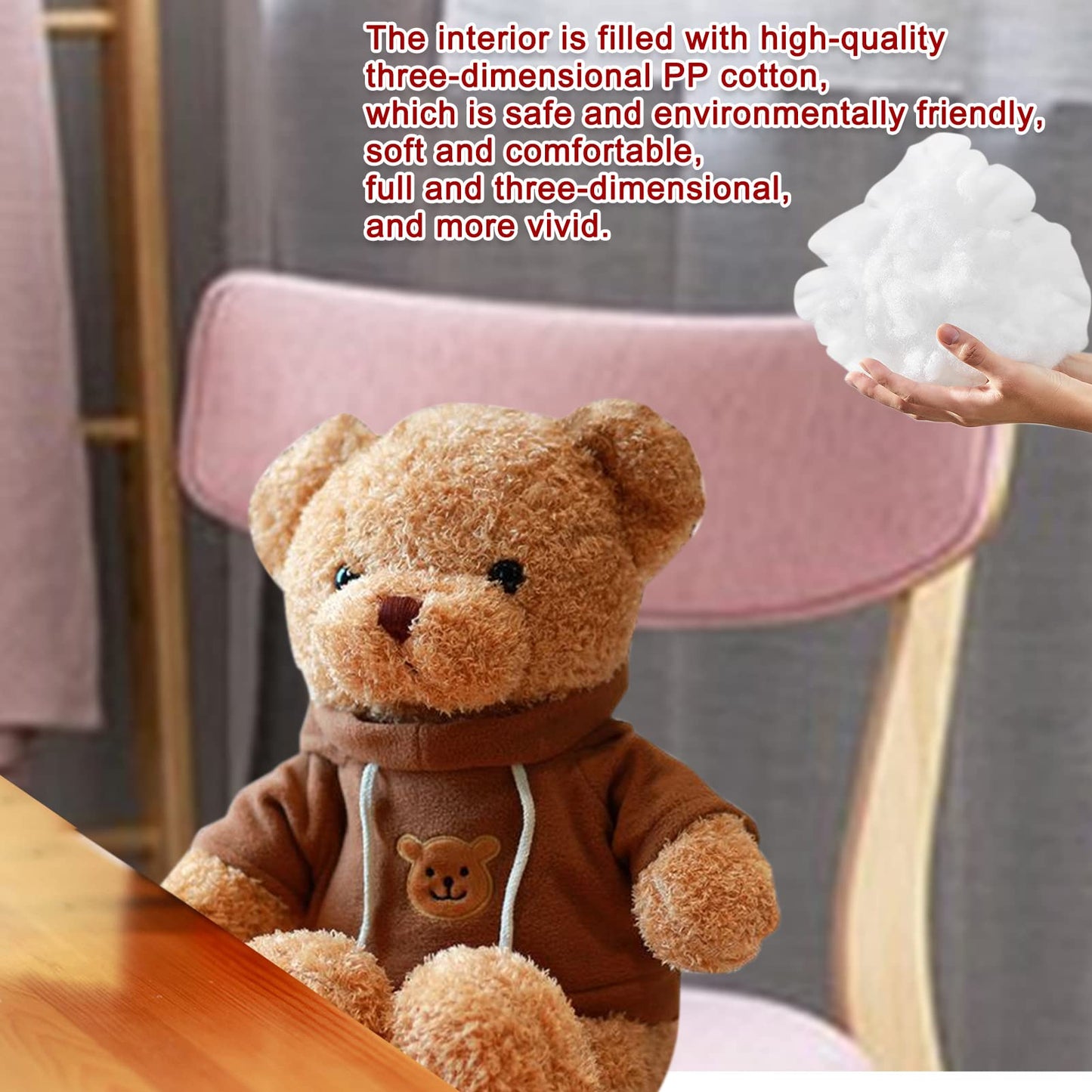 Aucooma Teddy Bear Stuffed Animal Cute Brown Hoodie Bear Plush Toys Gifts For Kids 11.8 Inches