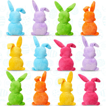 Winnerwhy 24 Pcs Easter Plush Toys 6 Inch Mini Bunny Stuffed Animal Bulk Pastel Bunny Plush Toys Rabbits Easter Basket Stuffers