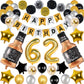Naninuneno 62Nd Gold Birthday Decorations, Gold Black Silver Happy Birthday Balloons Supplies For Boy Men Girl Women, 62 Birthda