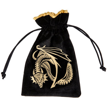 Q-Workshop Dragon Black & Golden Velour Dice Bag