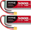 HRB 3S 5000mAh Lipo Battery XT60 100C 11.1V RC Lipo Battery Compatible with RC Car RC Plane RC Truck RC Boat (2packs)