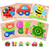 Magifire Wooden Puzzles For Toddlers 1-3, Set Of 6 Montessori Toys, 1 Year Old Wood Puzzles For Baby Boys Girls, Large Pieces Safe For Kids, Includes Storage Bag And Giftable Box