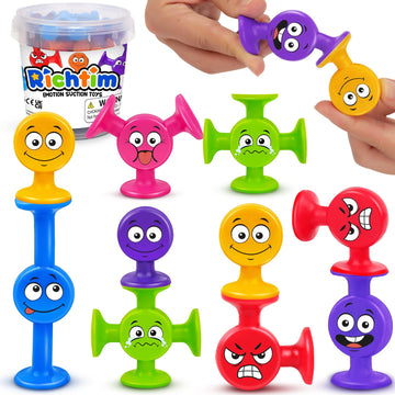 Suction Toys Toddlers Bath Toys: 24 Pcs Emotion Sensory Suction Toys For Toddler, Kids Social Emotional Suction Sensory Travel Toys Suction Cup Toys For Autistic Children Special Needs