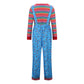 Foghorn Kids Chucky Halloween Costume Boys Girls Blue Floral Overalls Striped Top Rompers Jumpsuit Cosplay Outfit(150)