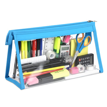 Glun Transparent Utility Pouch 1 Piece, Stylish Zipper Bag For Stationery, Cosmetics, Office & College Essentials