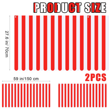 Preboun 2 Pcs Carnival Tent Circus Carnival Hanging Decorations 27.6x59 Circus Awning Decoration Red and White Awning Wall D