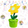Memovan Sunflower Bubble Machine Flower Bubble Maker Flower Pot Bubbles Machine Automatic Bubble Maker Toy With Musical & Lights