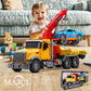 MAJCL 15'' Large Tow Truck Toy,Friction Powered Transport Truck Crane Toy with Lights and Sounds,with Roadster,Kids Toys for 3 4