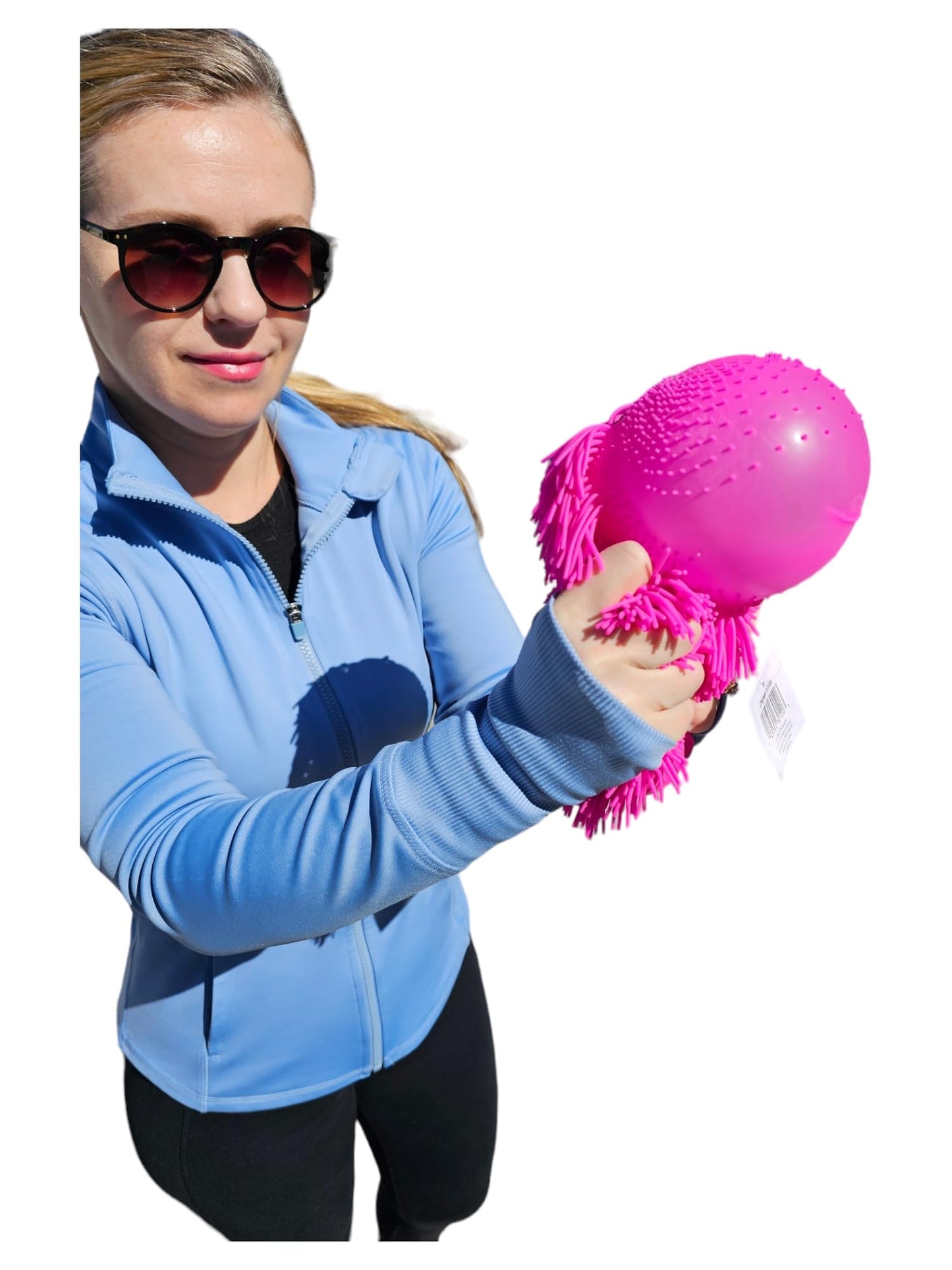 Zugar Land Soft Shaggy Puffer Dog Toy (1 Pink) (8'' X 5'') Rubber. Filled With Air For A Fun Squishy Stretchy Fidget Experience.