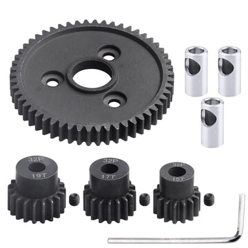 AllinRC 54T 0.8 32 Pitch Metal Steel 3956 Spur Gear with 15T 17T 19T Pinions Gear Sets Motor Gears for 1/10 Traxxas Slash 4x4 4W