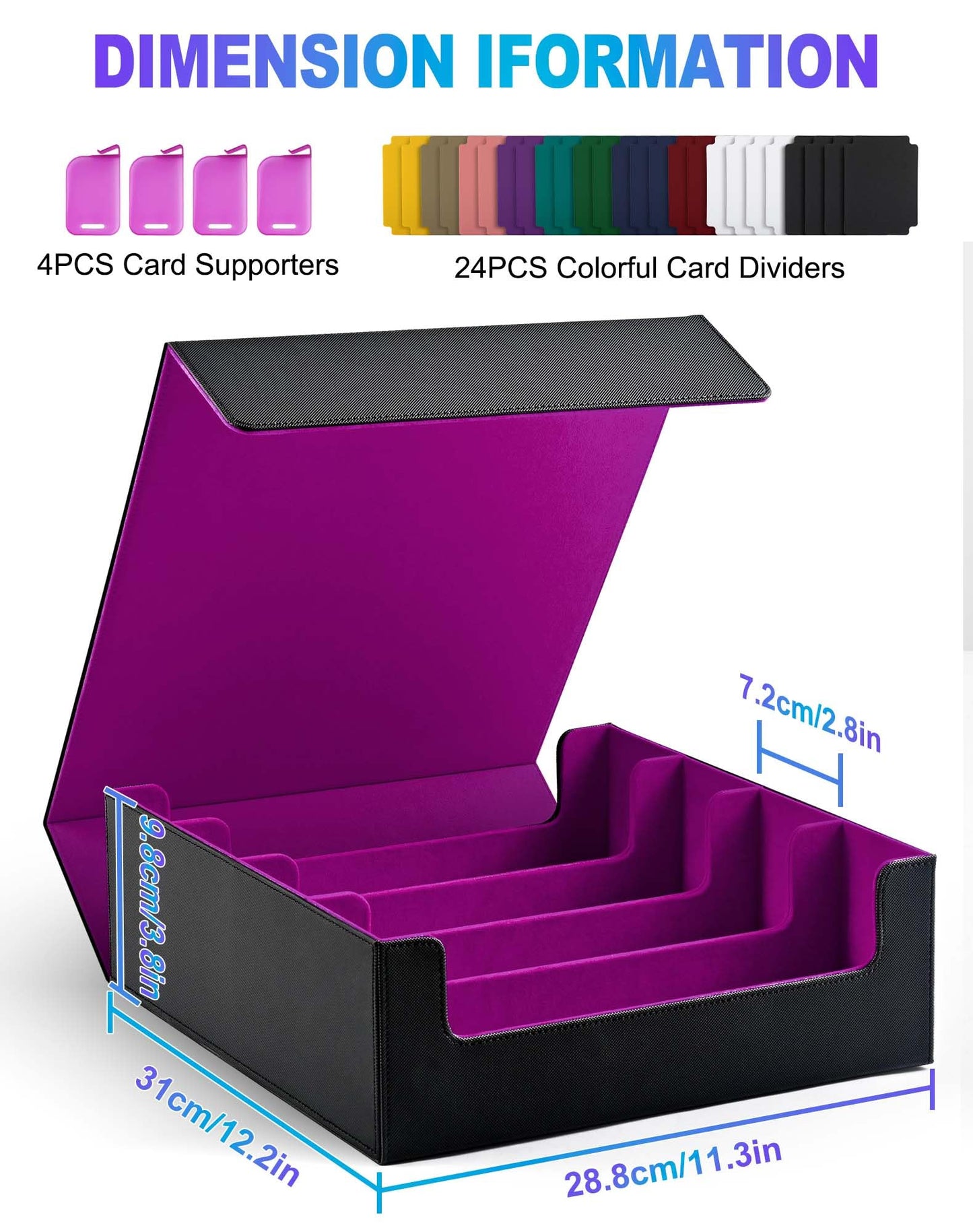 Uaono Card Storage Box For Trading Cards, 2400+ Mtg Commander Deck Box With 24Pcs Colorful Divider, Card Case Fits For Magic Tcg