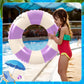 Libima 6 Pcs Classic Striped Inflatable Pool Floats Colorful Swimming Ring Pool Float Tubes Beach Swimming Toys for mature-themed Teen Kids(29.5 in)