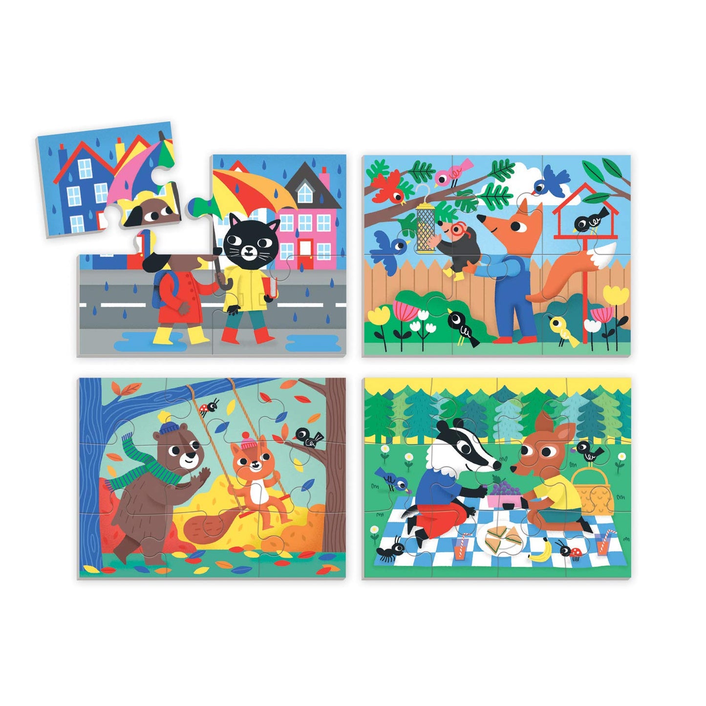 Mudpuppy Kindness 4-In-A-Box Puzzle Set - Includes 4 Progressive Jigsaw Puzzles For Kids With 4-12 Pieces - Features Colorful An