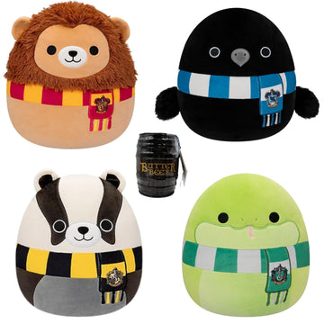 Okie Dokie Trading Co. Harry Potter House Squishmallow Bundle - Choose Your House Plus Matching Jelly Beans (Set Of 4, 8 Inch)