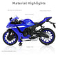 Risopen 1:12 Motorcycle Model For Yamaha Yzf-R1M 1000R Alloy Diecast Motorcycle Model Toy Mini Moto Gift(Blue)