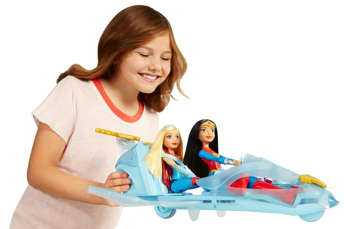 Mattel DC Super Hero Girls Wonder Woman & Invisible Jet Dolls, 19.0" Tall, Multicolor, Model DYN05