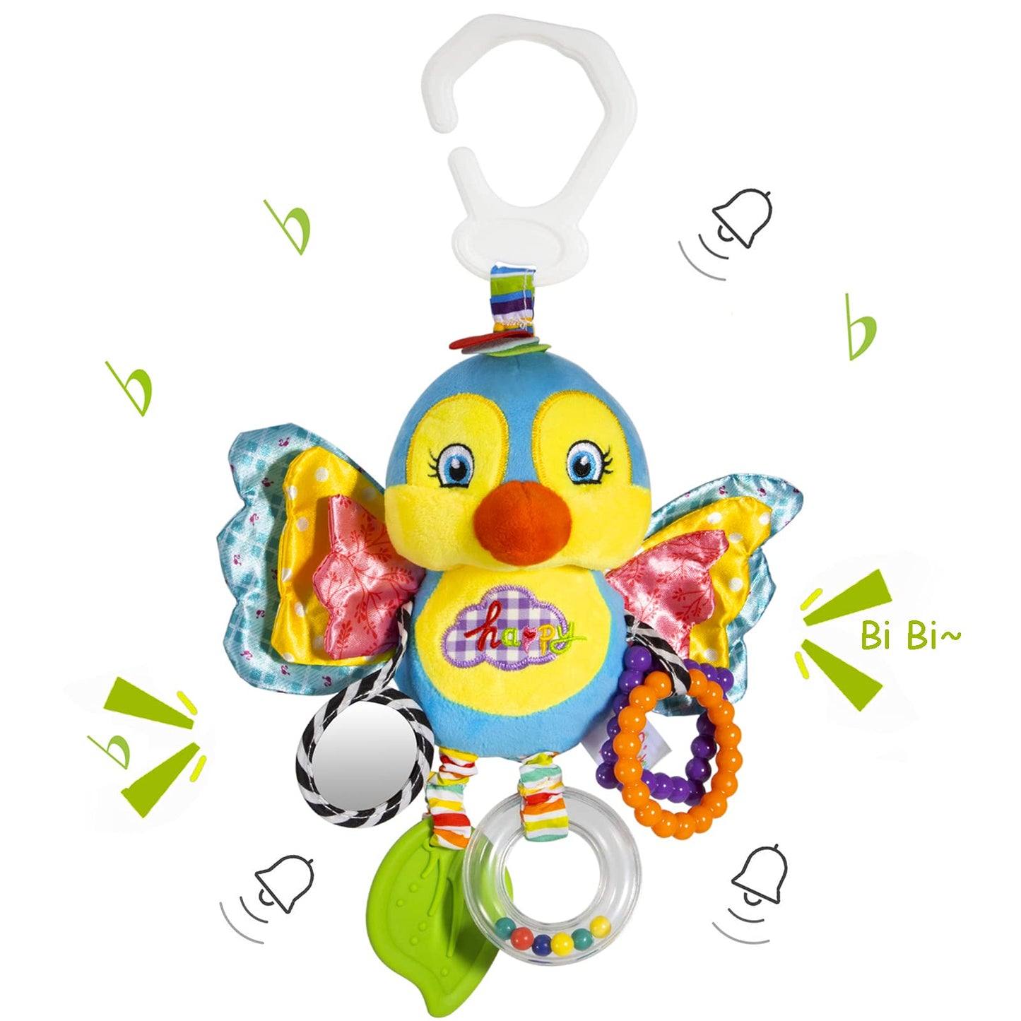 Funsland Baby Stroller Toy And Car Seat Toy For Infant With Teether Hanging Rattle Toys Clip On Stroller Toy Soft Plush Baby Toy