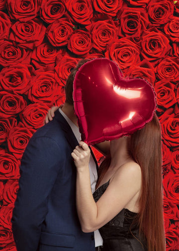 RUINI Floral Wedding Photography Backdrop, Red Roses, 5x7FT, Vinyl Material, Model RUINI_Flower034