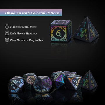 UDIXI Obsidian Dice Gemstone DND Dice Set Stone D&D Dice for Dungeons and Dragons, Stone D and D Dice for MTG Table Games