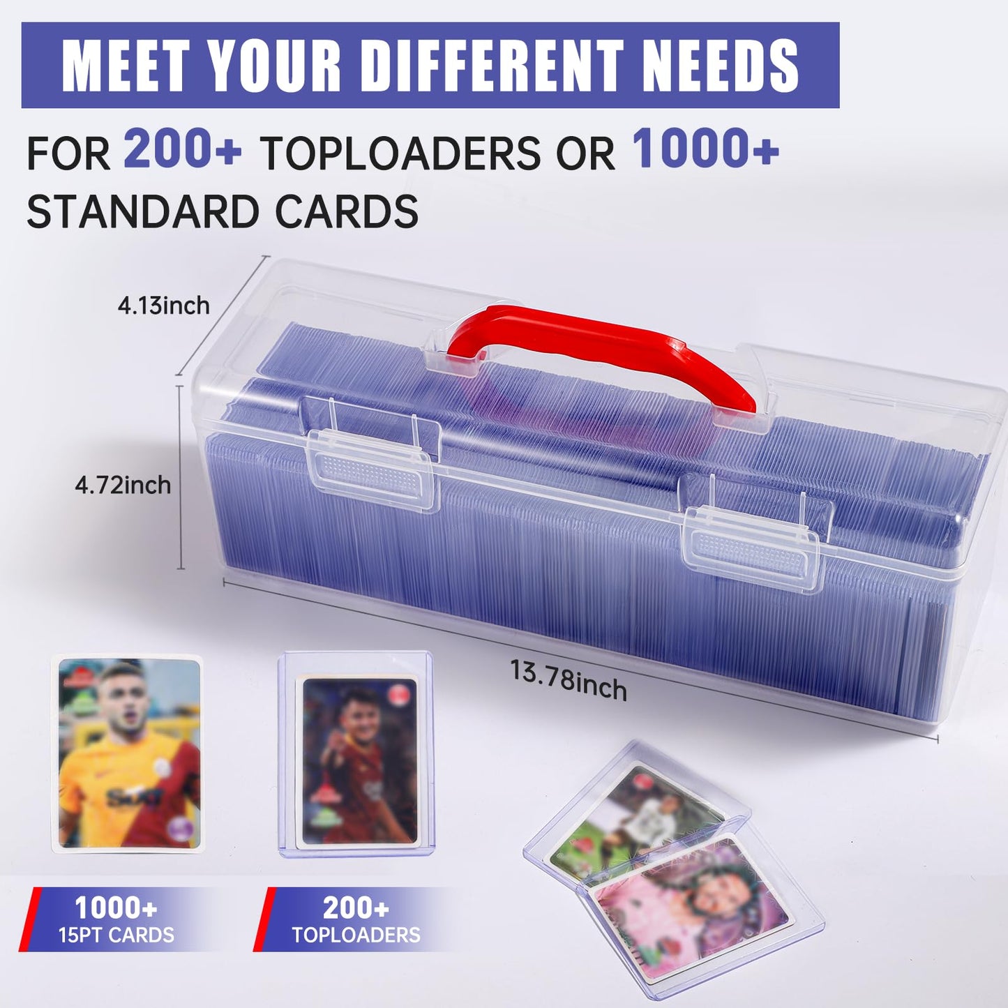 Glimstone Premium Storage Box For Toploader - Large For 200+ Toploaders Or 1000+ Trading Cards, Portable Sports Card Storage Box