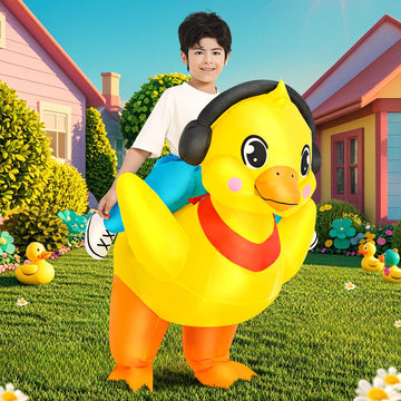 Kids Halloween Inflatable Costume, Ride On Duck Air Blow Up Funny Inflatable Suit, Halloween Costumes For Girl/Child 7-10 Yrs