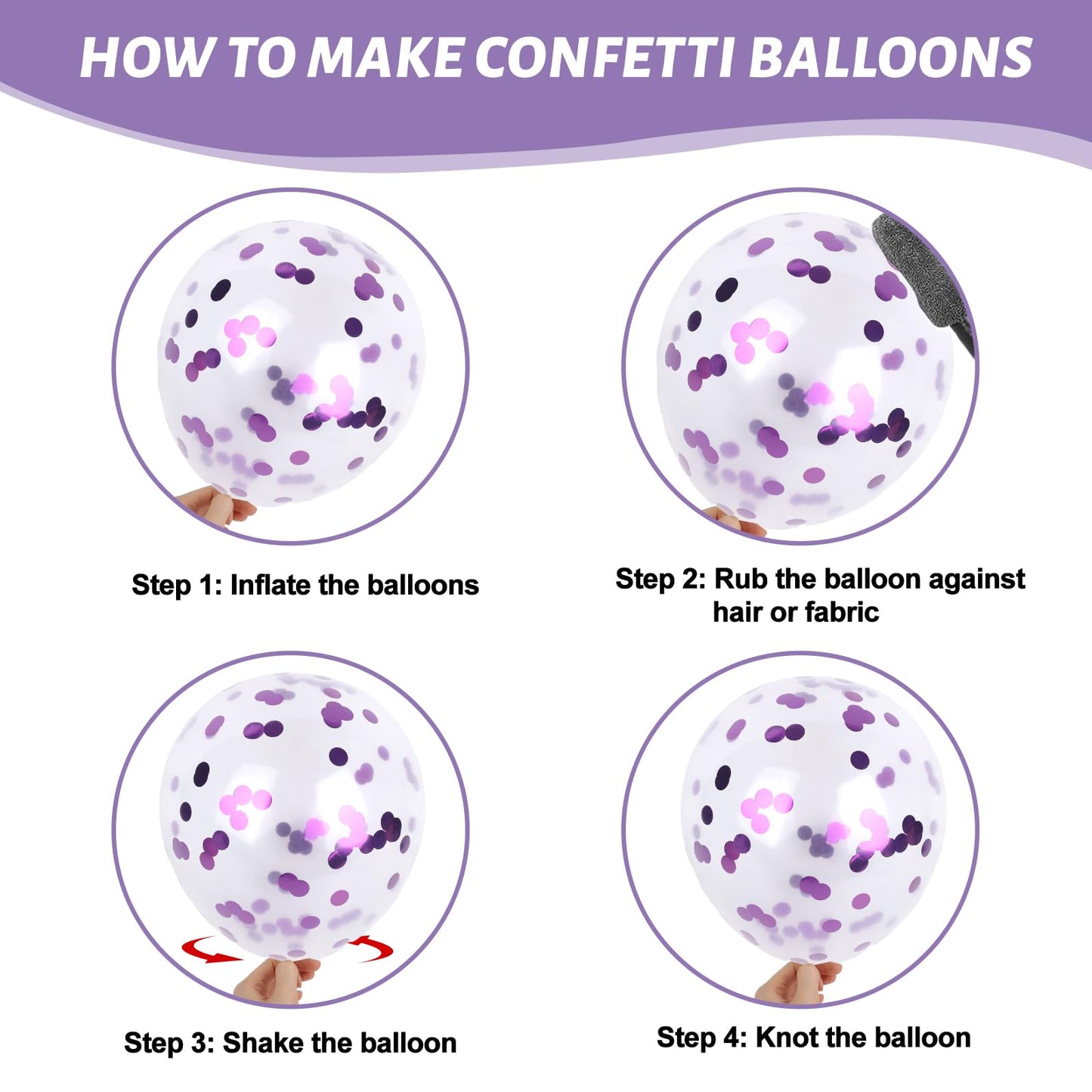 Lovestown 60Pcs Pink Purple Balloons, 12 Inches Metallic Violet Garland Arch Kit Confetti Latex Balloons With Ribbon For Girls Birthday Baby Shower Wedding Party Decorations
