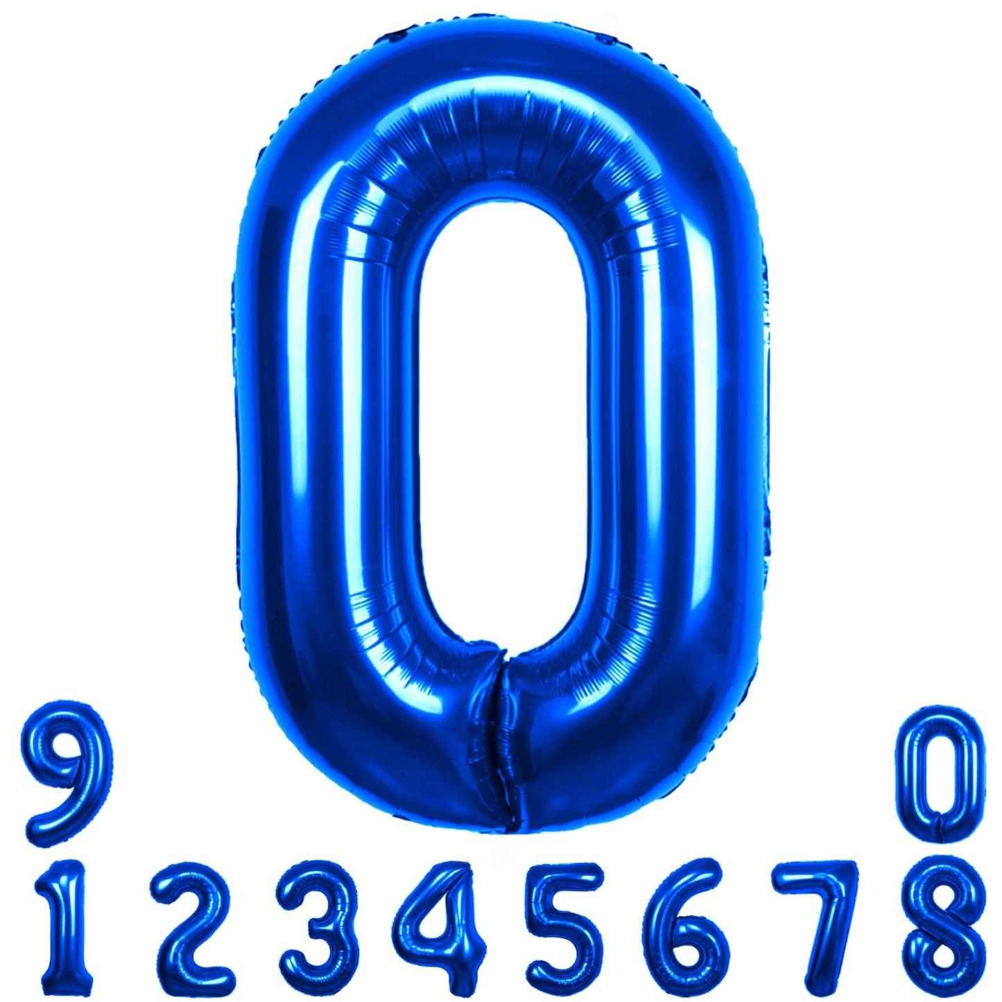 40 Inch Big Blue 0 Balloon Number 0 Large Foil Helium Number Balloons 0-9 Jumbo Giant Happy 0 Birthday Party Decorations For Boy